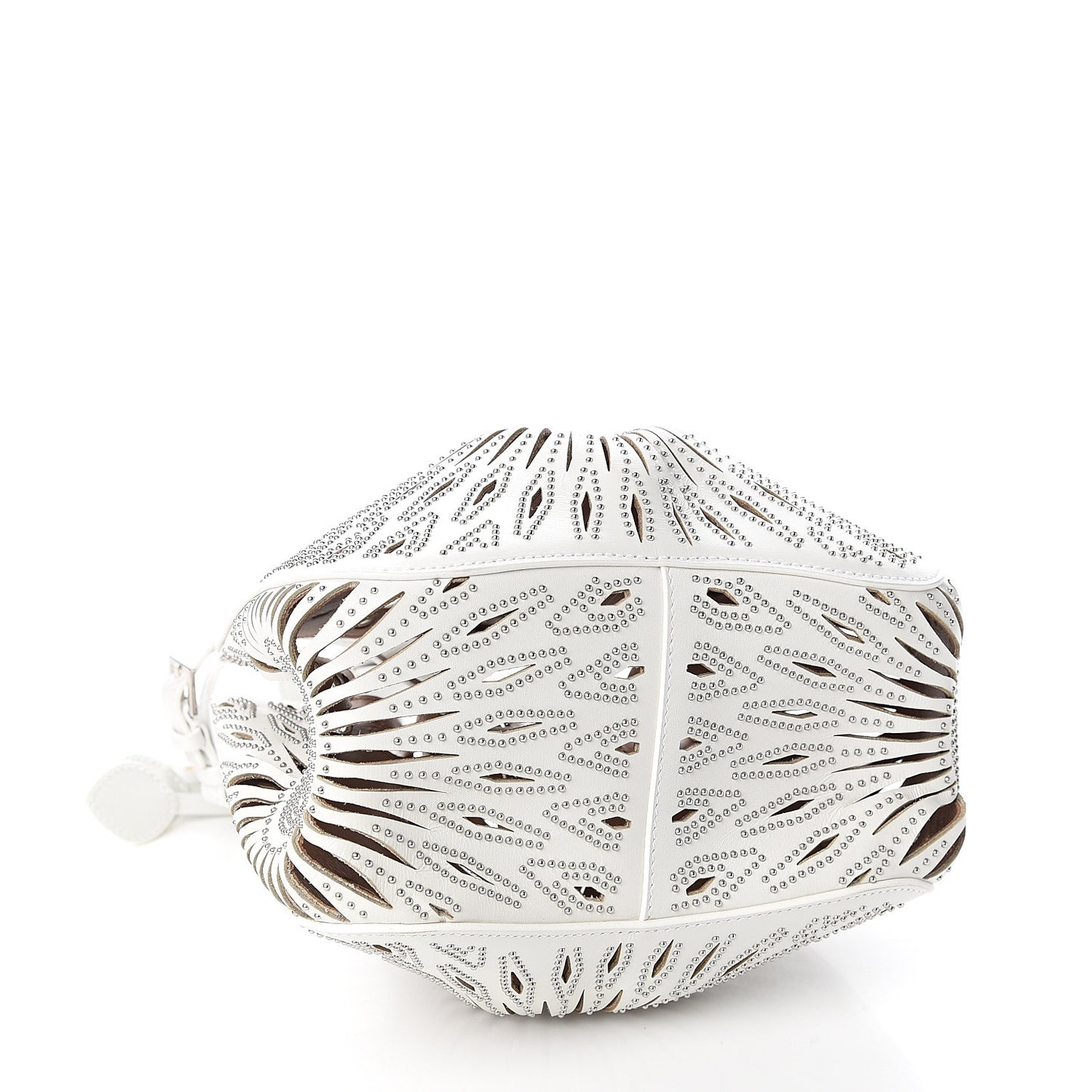 Calfskin Lux Laser Cut Studded Rose-Marie 19 Bag White