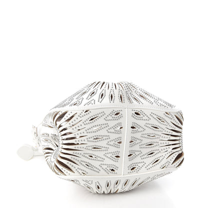 Alaia Calfskin Lux Laser Cut Studded Rose-Marie 19 Bag White 3 of 8