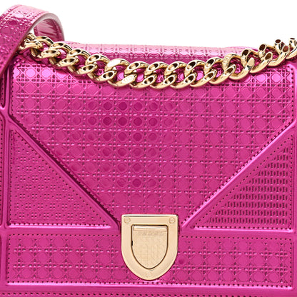 Christian Dior Metallic Patent Micro-Cannage Small Diorama Flap Bag Fuchsia 7 of 10