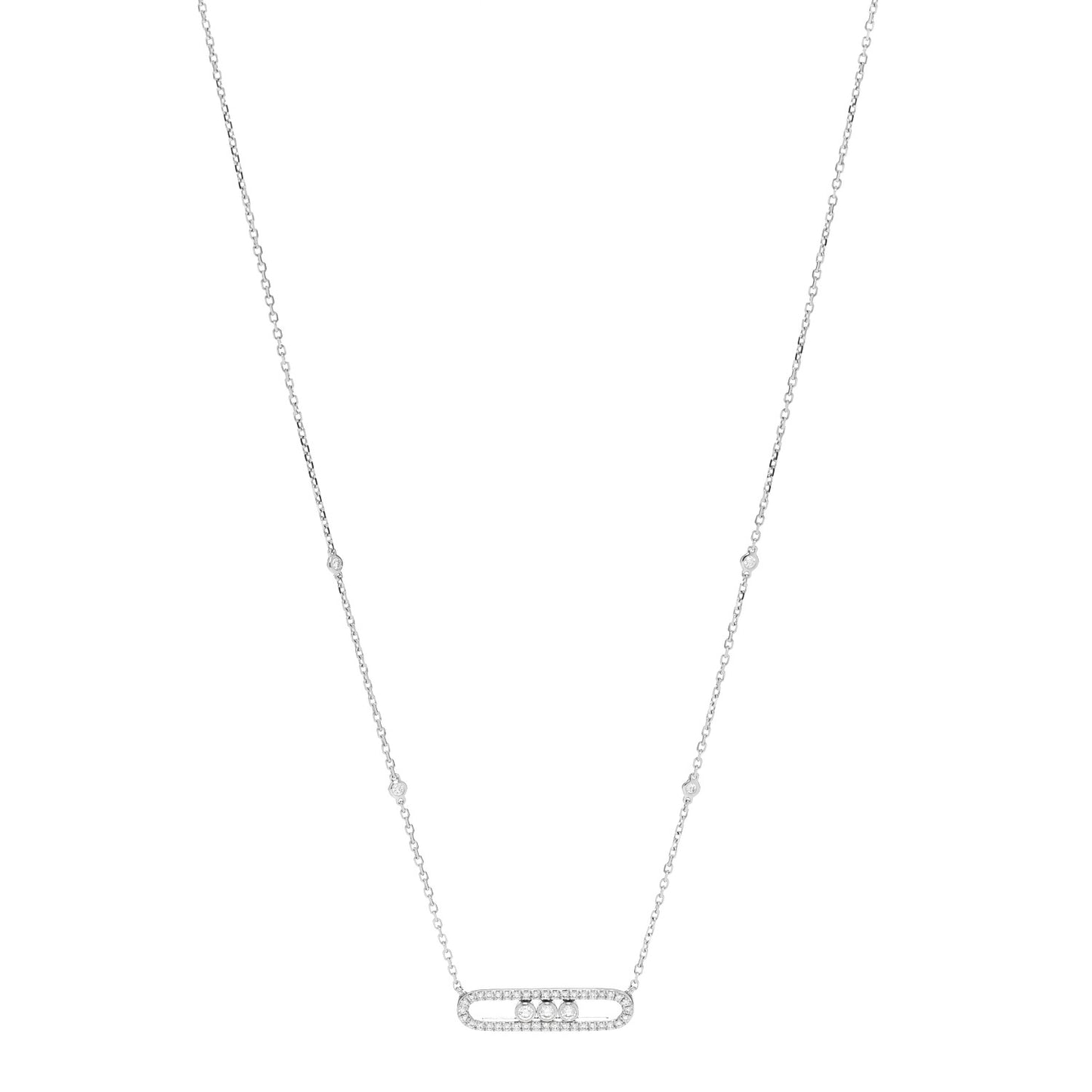 18K White Gold Diamond Baby Move Pave Necklace