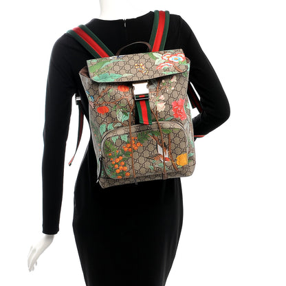 Gucci GG Supreme Monogram Tian Web Single Buckle Backpack Beige Multicolor New Acero 2 of 7