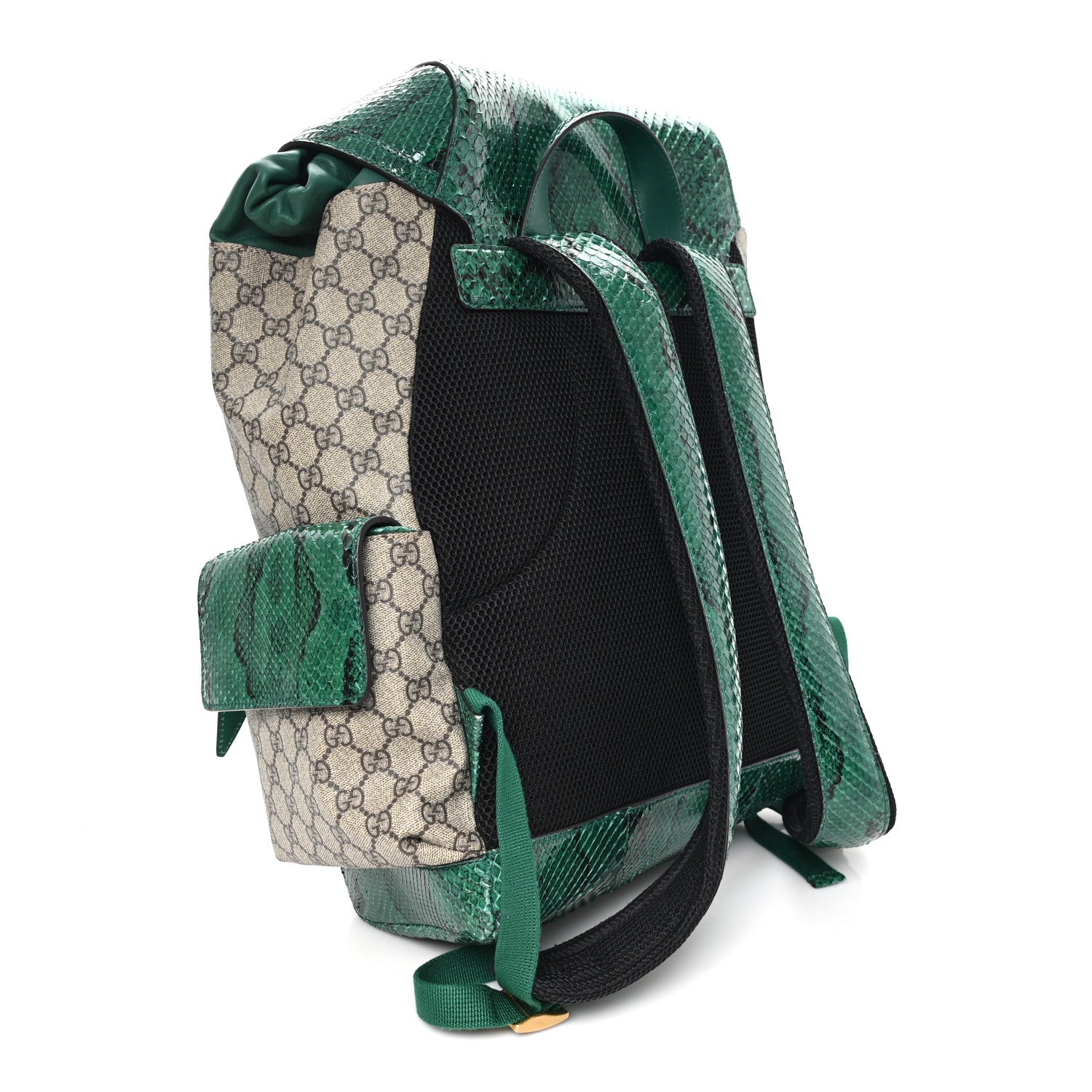 Gucci GG Supreme Monogram Snakeskin Ophidia Double Buckle Backpack