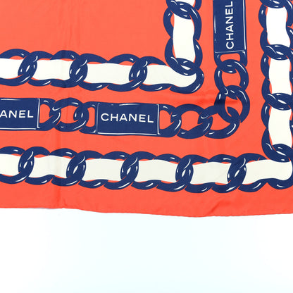 Chanel Silk CC Chain Square Scarf Red 2 of 4