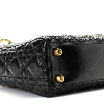 Christian Dior Crinkled Patent Cannage Small Lucky Badges My Lady Dior Black 5 of 12