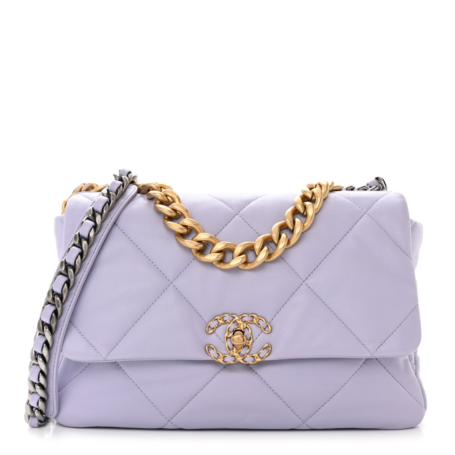 Chanel Lambskin Quilted Large Chanel 19 Flap Light Purple 1 of 10