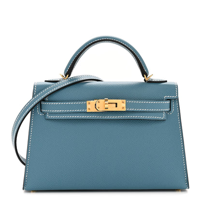 Hermes Epsom Mini Kelly Sellier 20 New Blue Jean 1 of 12