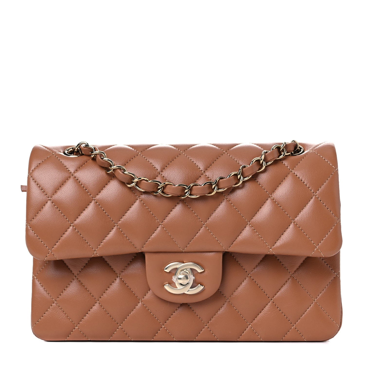 Chanel Lambskin Quilted Small Double Flap Brown 1 of 10