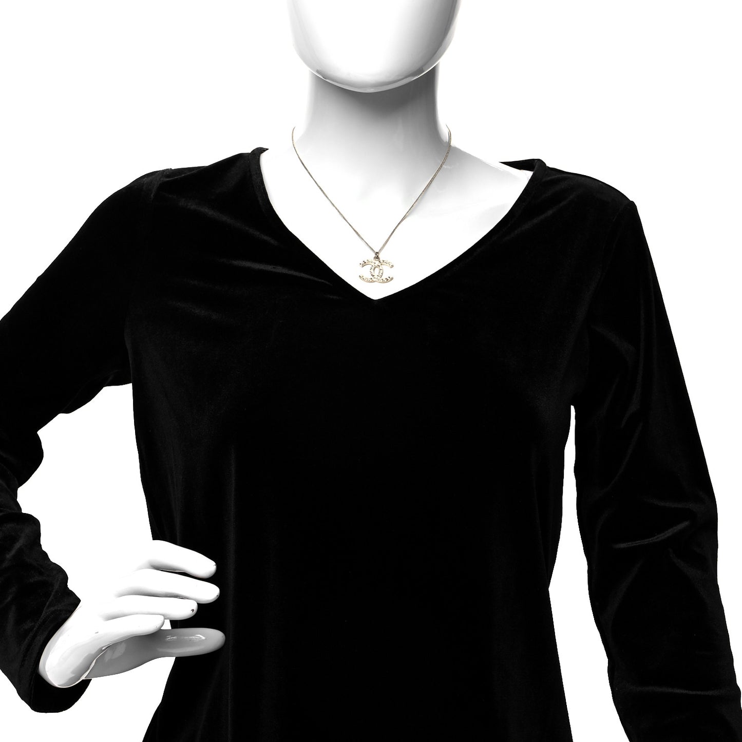 Crystal CC Pendant Necklace Gold