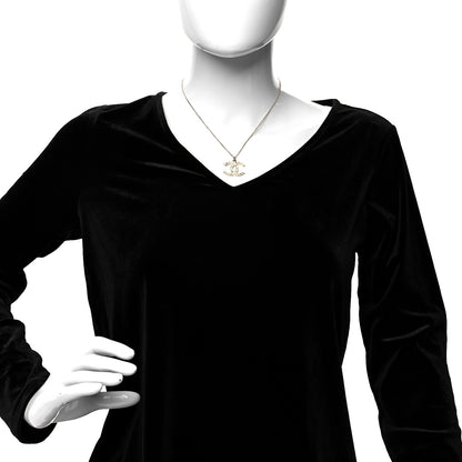 Chanel Crystal CC Pendant Necklace Gold 2 of 5