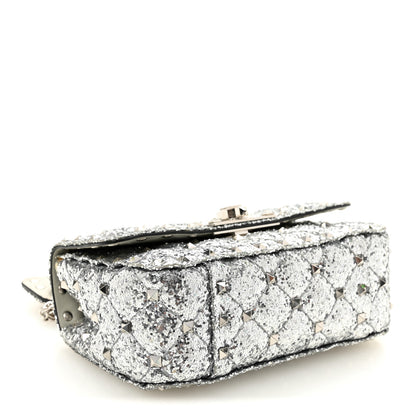 Valentino Garavani Glitter Mini Rockstud Spike Shoulder Bag Silver 4 of 12