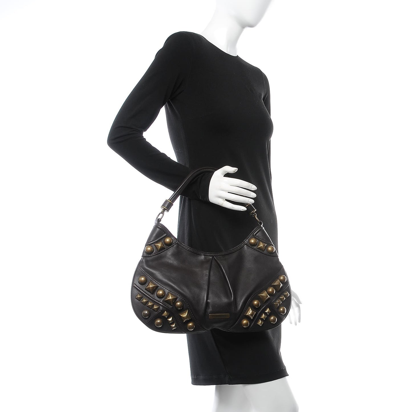 Calfskin Studded Medium Alverton Hobo Chocolate
