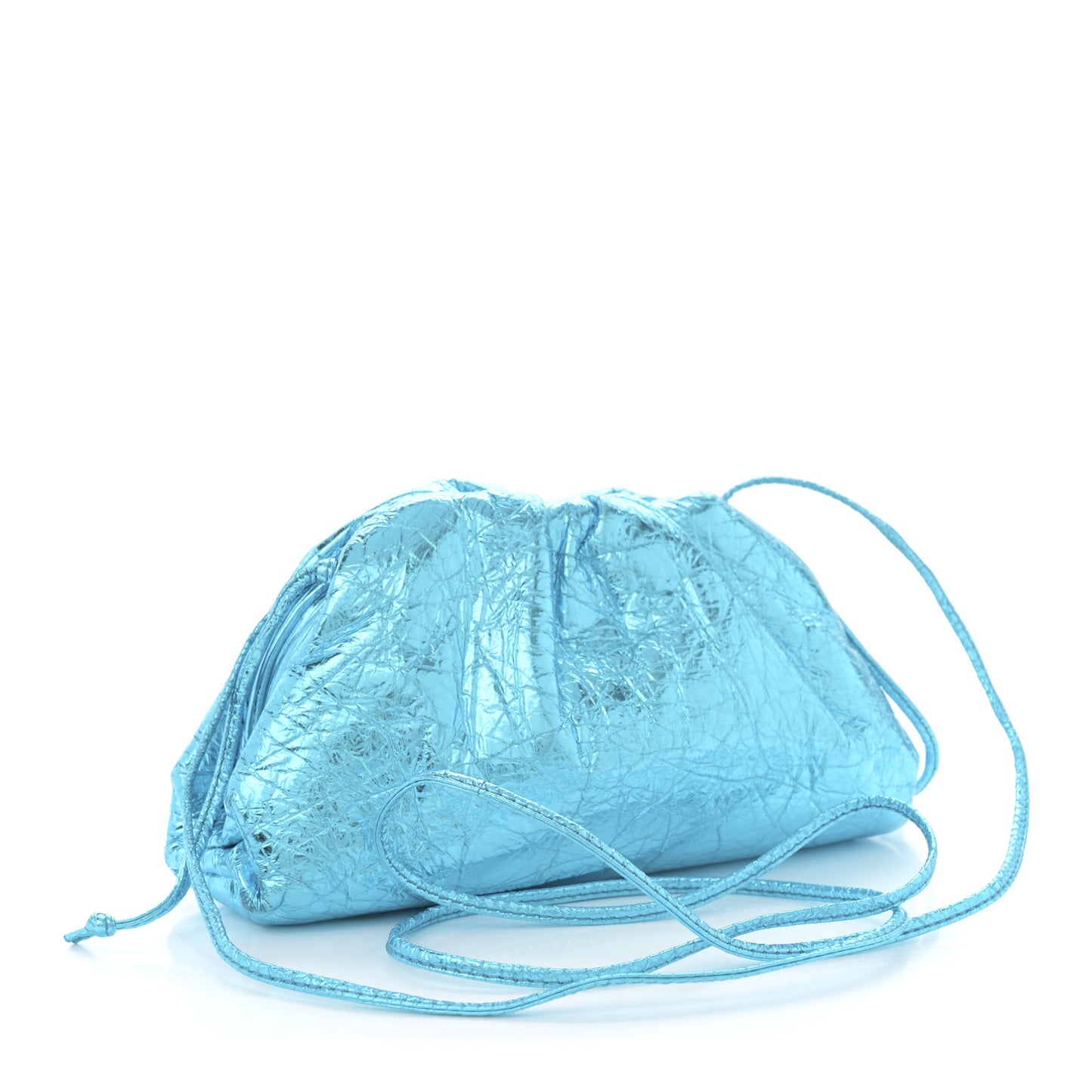 Metallic Crushed Calfskin The Mini Pouch Sky Blue