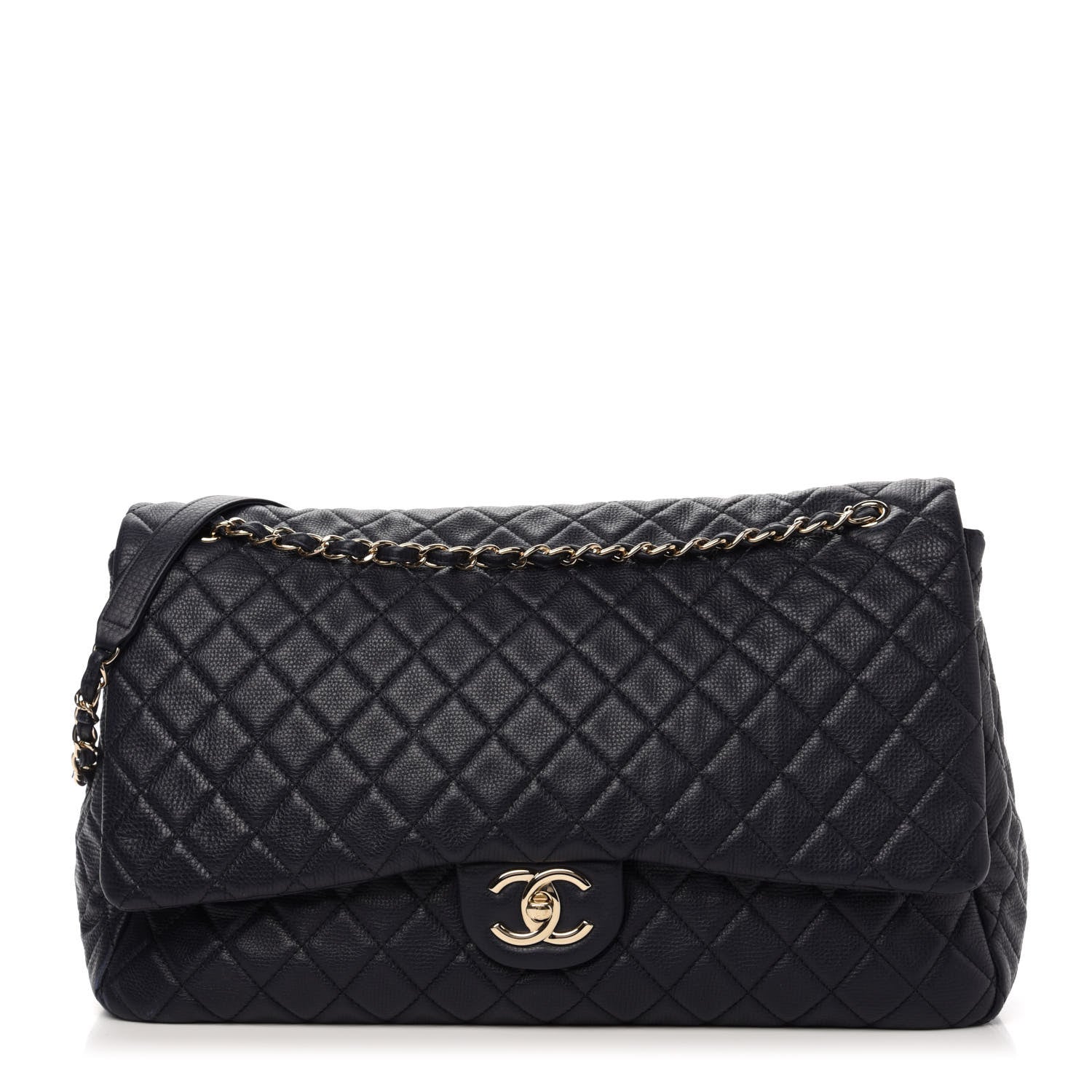 Chanel Calfskin Quilted XXL Travel Flap Bag Navy 1 of 10