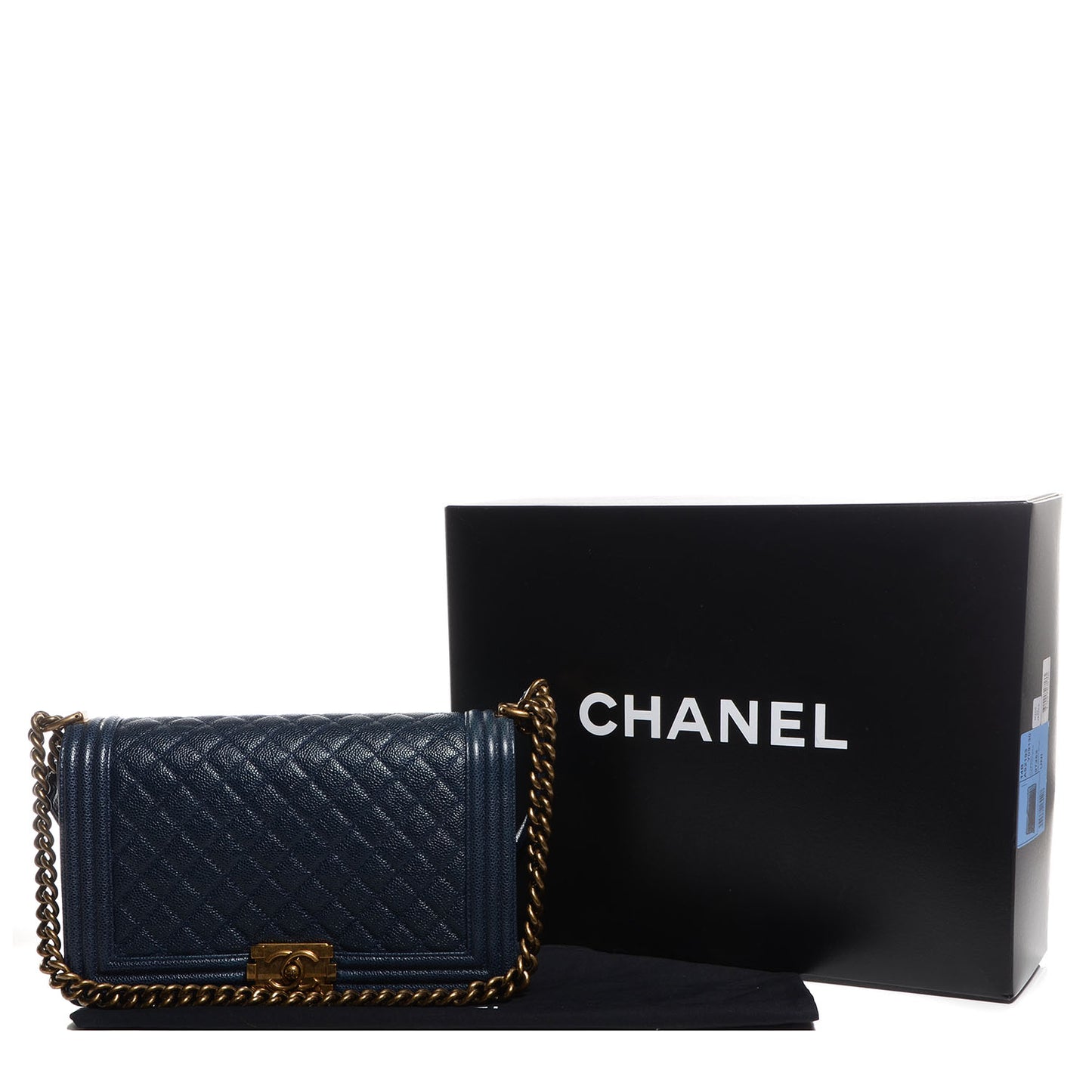 Caviar Quilted Medium Boy Flap Navy