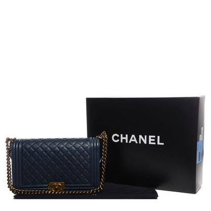 Chanel Caviar Quilted Medium Boy Flap Navy 5 of 9