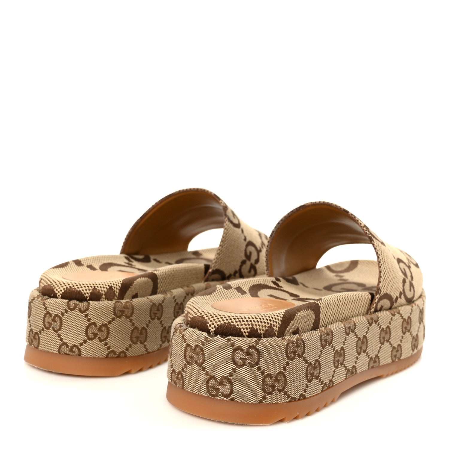 Gucci Monogram Maxi GG Angelina Platform 55mm Slide Sandals 41.5 Camel Ebony 5 of 10