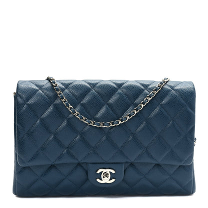 Chanel Caviar Quilted Clutch With Chain Flap Blue 1 of 8