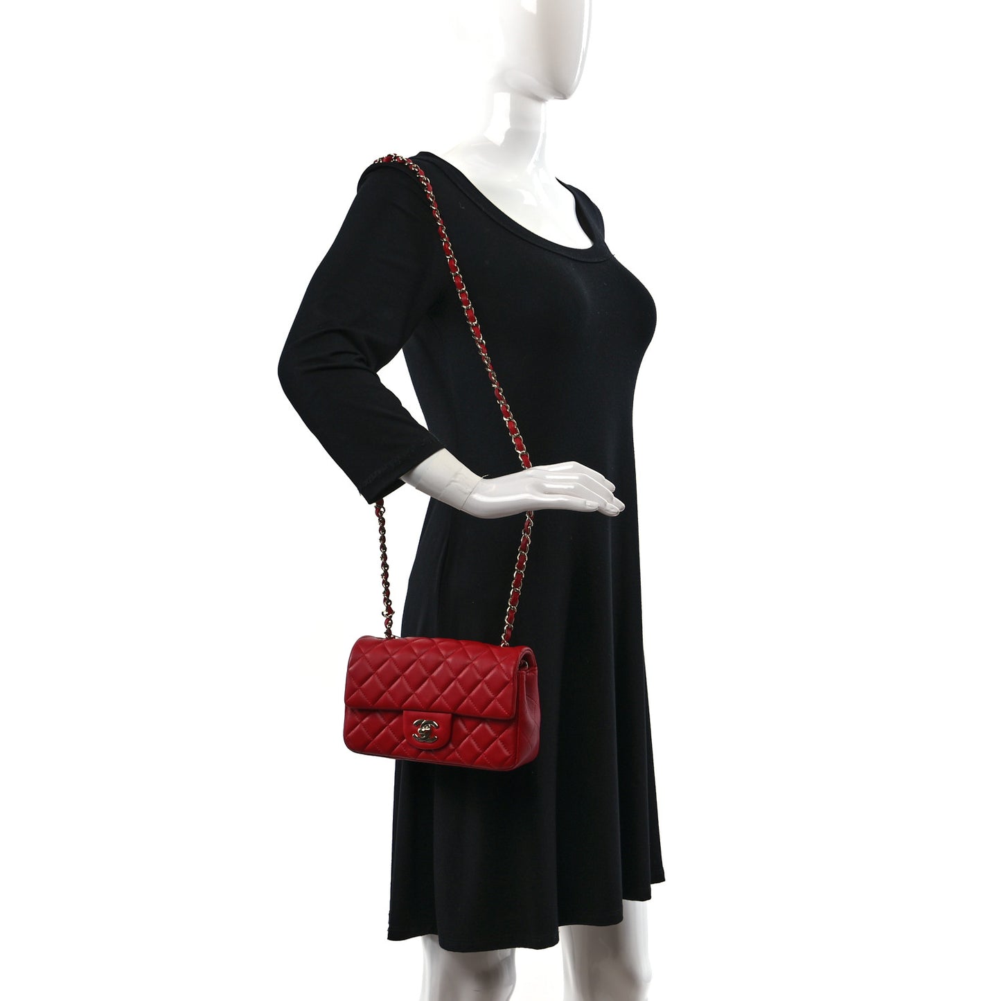 Lambskin Quilted Mini Rectangular Flap Red
