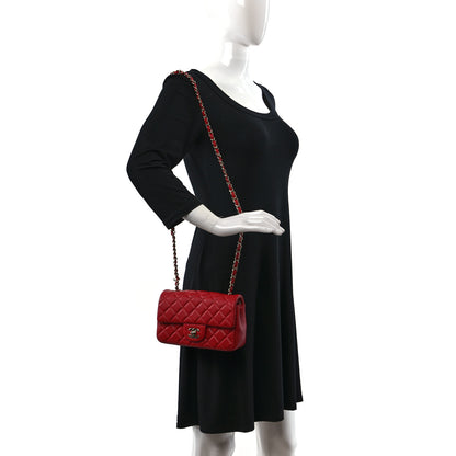 Chanel Lambskin Quilted Mini Rectangular Flap Red 2 of 12