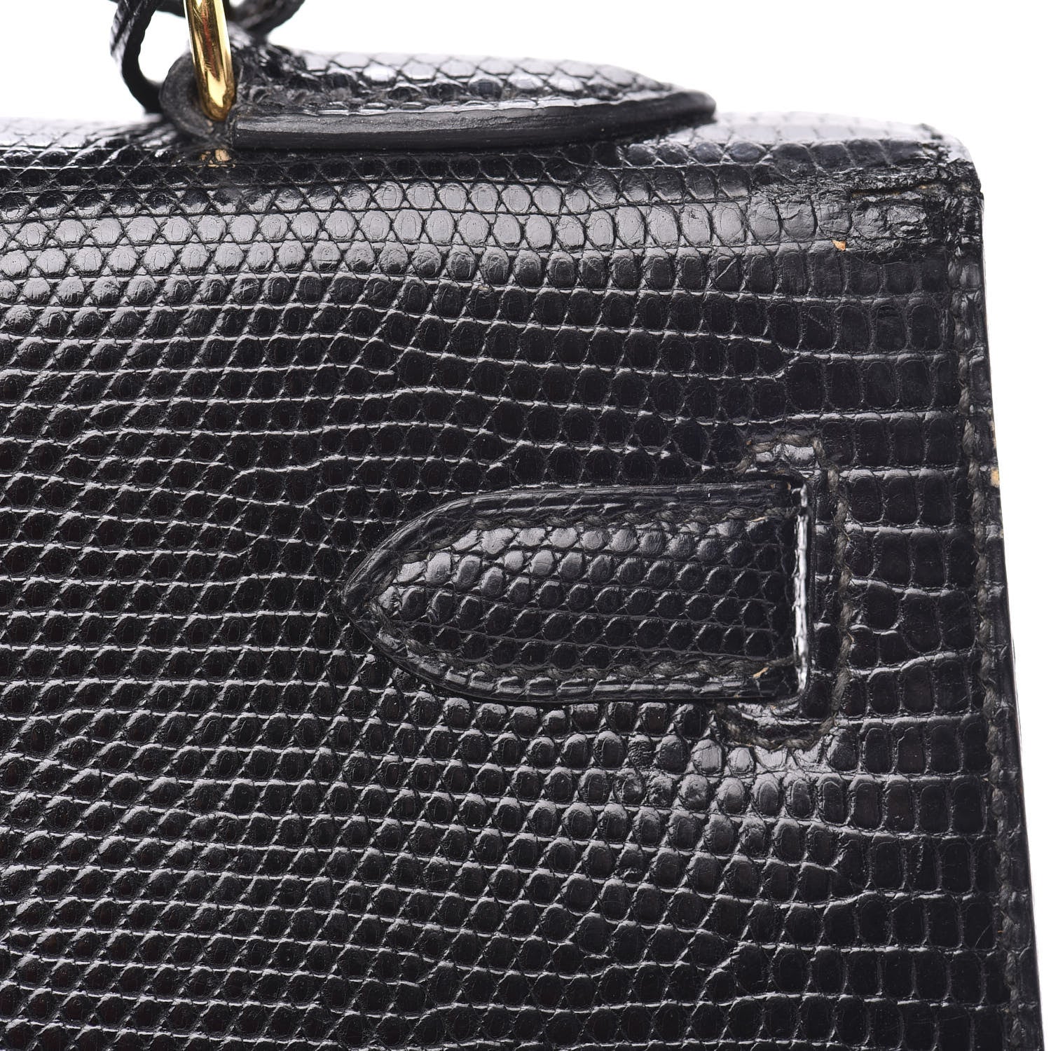 Hermes Lizard Kelly Sellier 32 Black 22 of 35
