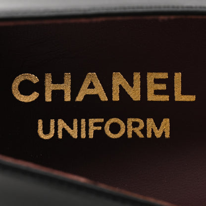 Chanel Lambskin Cap Toe CC Uniform Ballerina Flats 38 Black 7 of 10