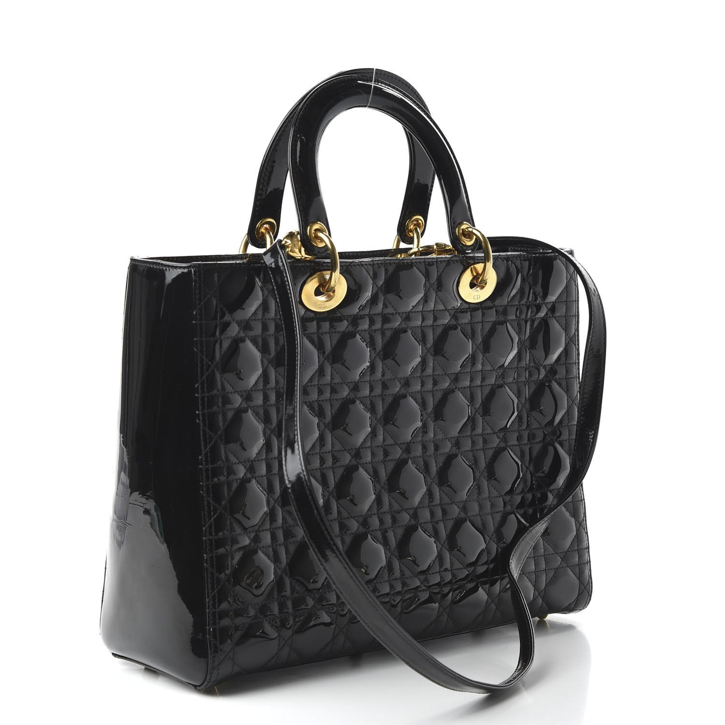 Patent Cannage Large Lady Dior Black