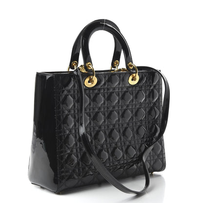 Christian Dior Patent Cannage Large Lady Dior Black 4 of 10