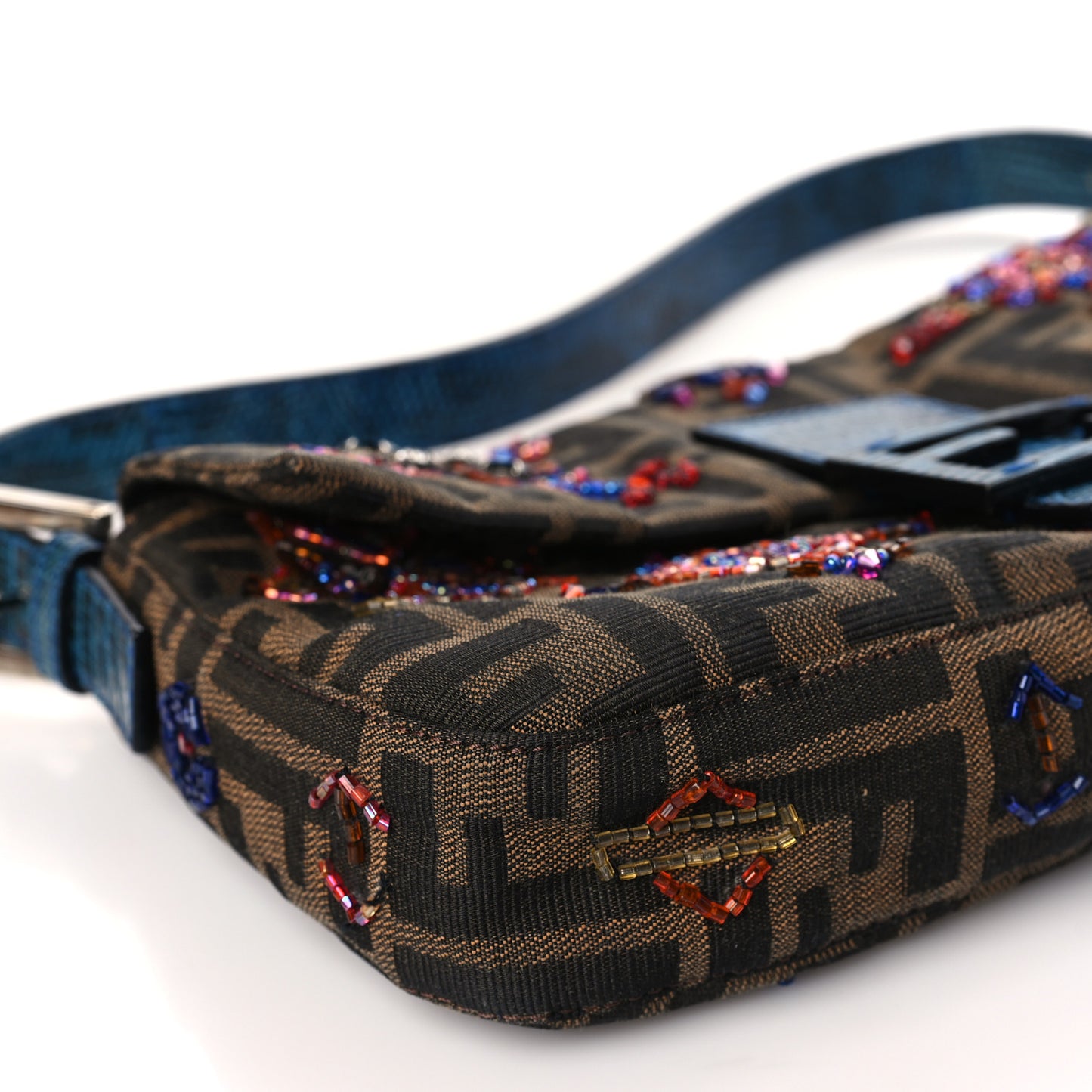 Zucca Lizard Embroidered Baguette Tobacco Multicolor