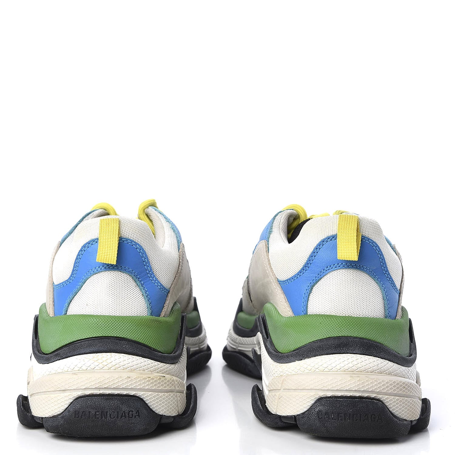 Balenciaga Fabric Mesh Nappa Mens Triple S Sneakers 43 Bleu White Vert Jaune 5 of 7