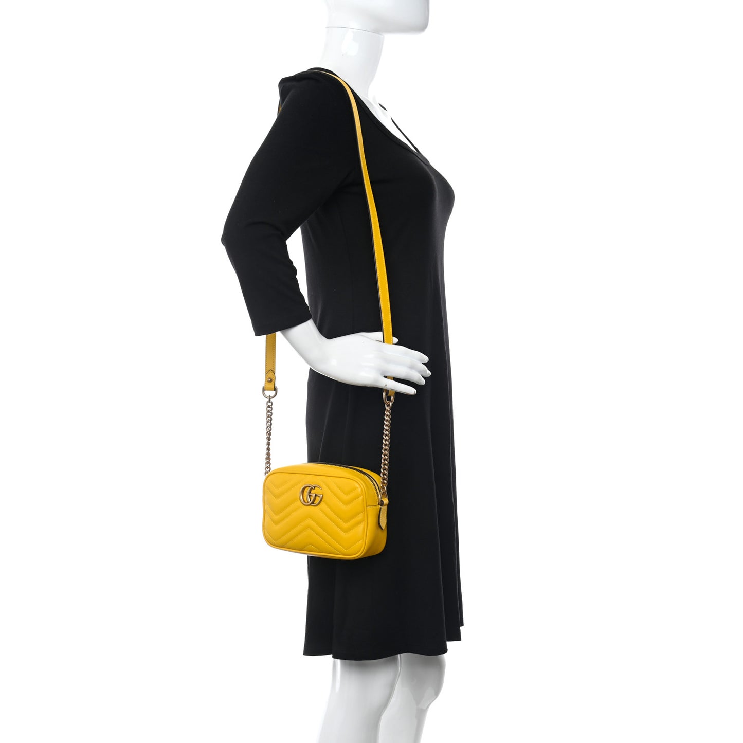 Calfskin Matelasse Mini GG Marmont Chain Shoulder Bag Stone Topaz