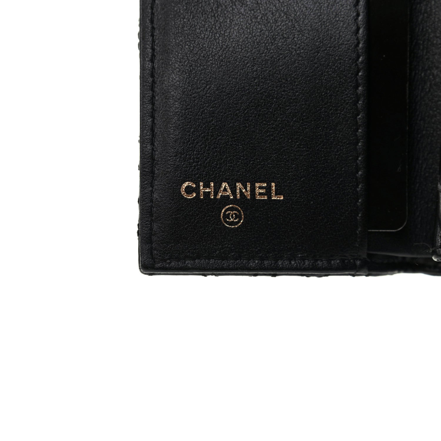 Chanel Lambskin Camellia Embossed Compact Wallet Black 6 of 8