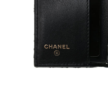 Chanel Lambskin Camellia Embossed Compact Wallet Black 6 of 8