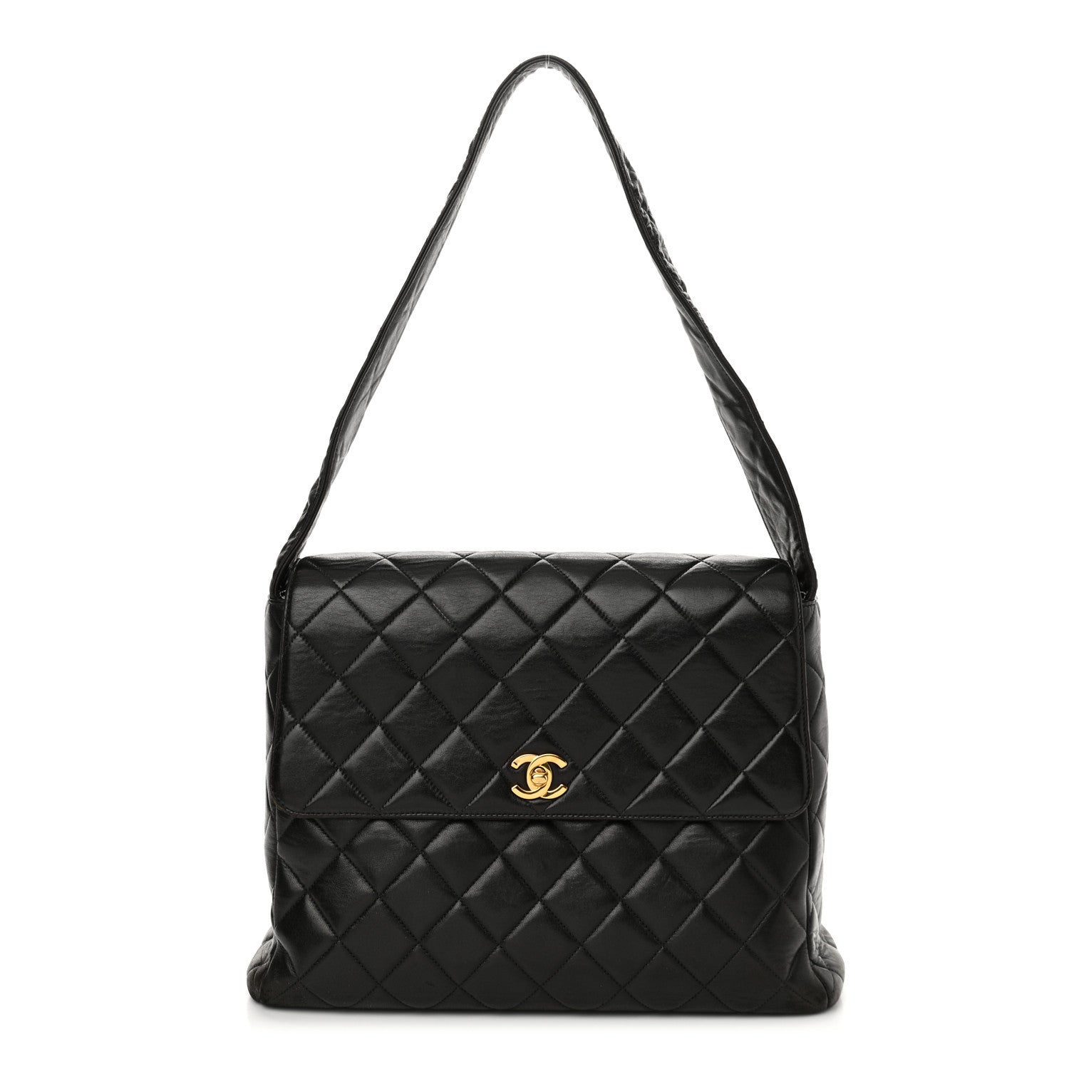 Chanel Lambskin Quilted CC Flap Shoulder Bag Black 1 of 13
