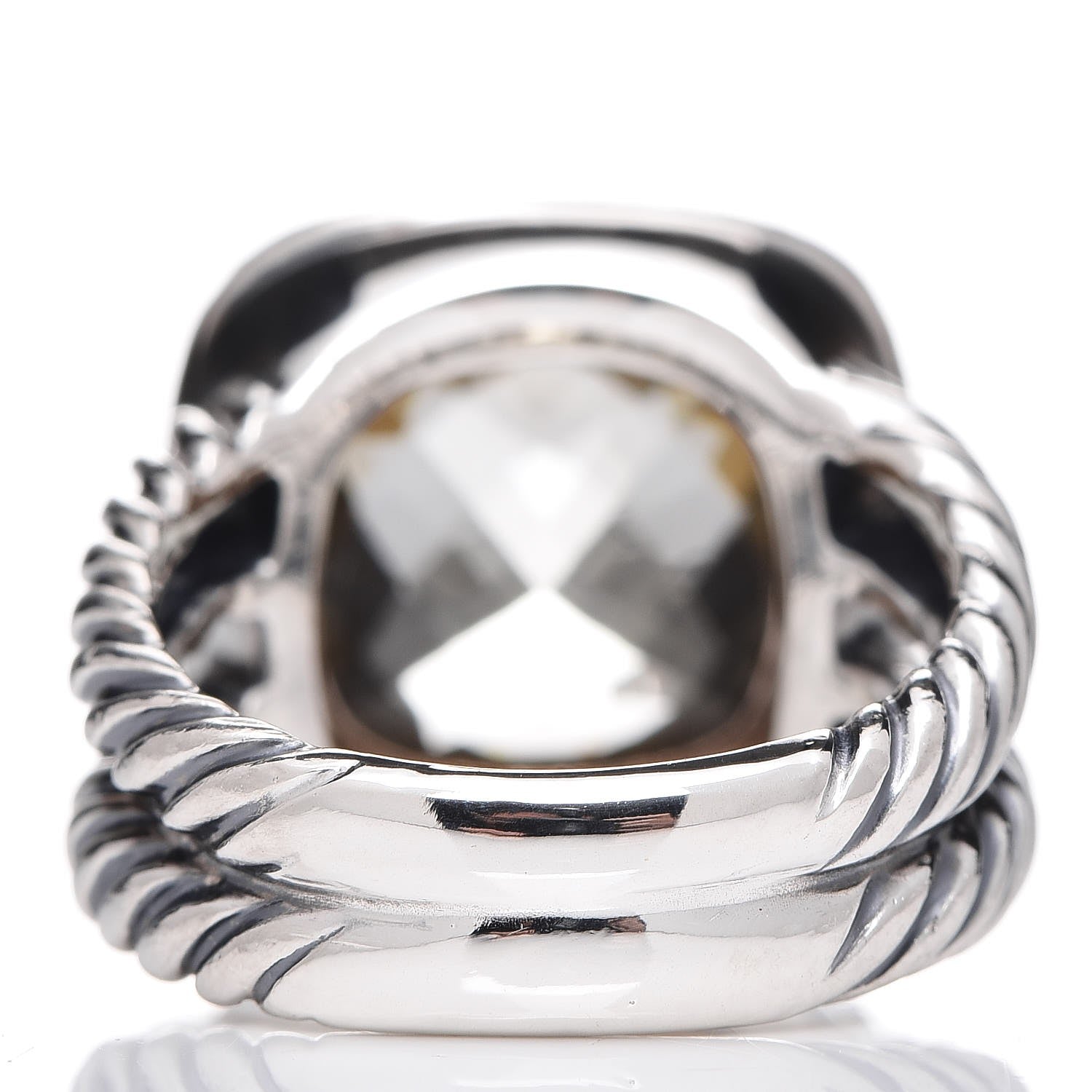 David Yurman Sterling Silver Diamond Prasiolite 11mm Albion Ring 49 5 4 of 6