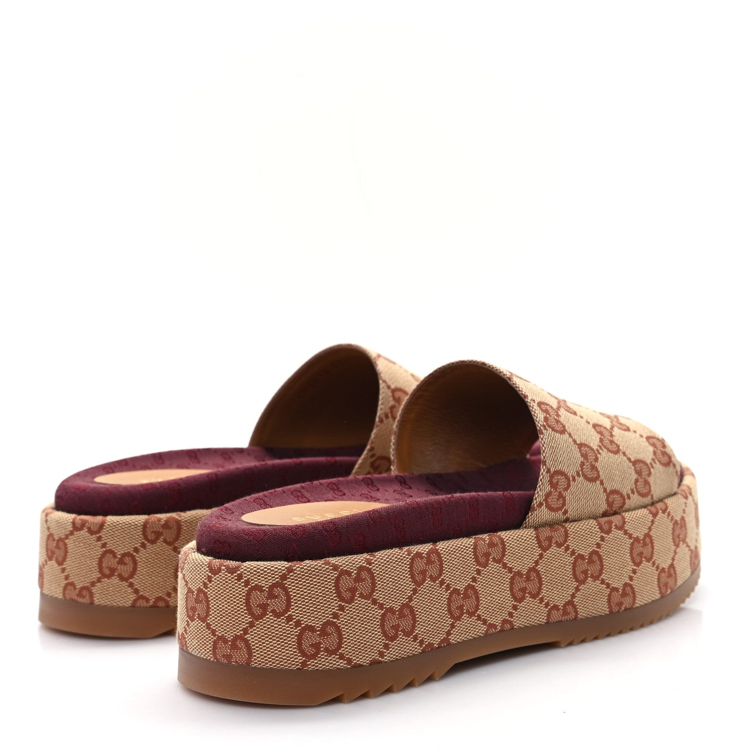Gucci Canvas GG Monogram Angelina Platform Slide Sandals 37.5 Beige Ruggine 5 of 10