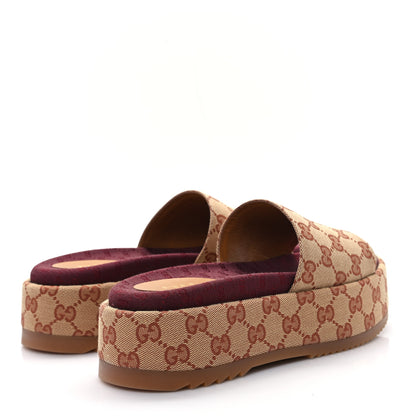 Gucci Canvas GG Monogram Angelina Platform Slide Sandals 37.5 Beige Ruggine 5 of 10