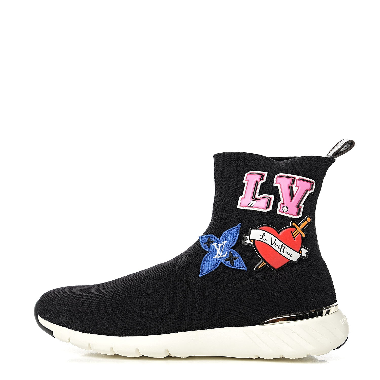 Louis Vuitton Stretch Fabric LV Black Heart Sock Sneaker 39 Black 1 of 8