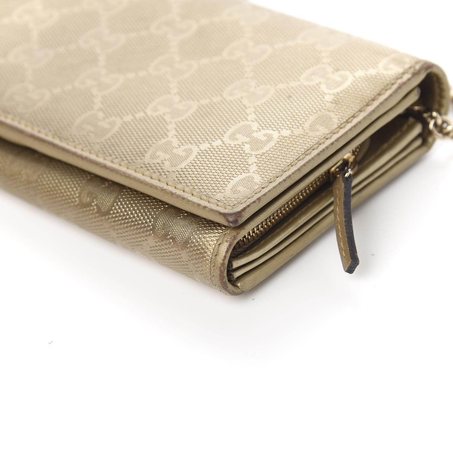 Gucci Imprime Monogram GG Pierce Chain Clutch Wallet Champagne 9 of 10
