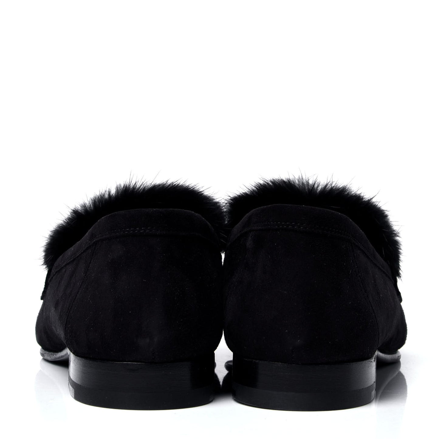 Mink Fur Suede Goatskin Paris Loafers 37 Black