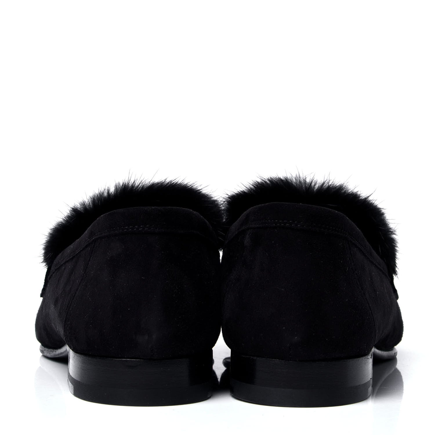 Hermes Mink Fur Suede Goatskin Paris Loafers 37 Black 4 of 6