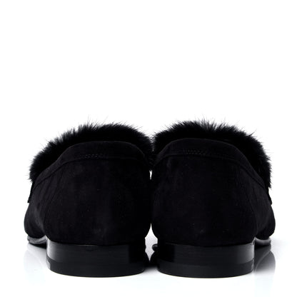 Hermes Mink Fur Suede Goatskin Paris Loafers 37 Black 4 of 6