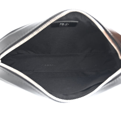 Fendi Shiny Glazed Fabric Vitello Cover FF 1974 Logo Medium Camera Case Black 4 of 12