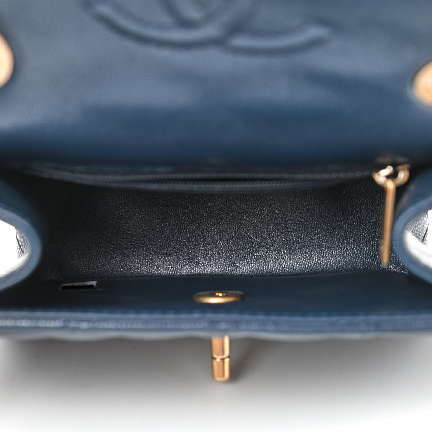 Caviar Quilted Mini Sweet Classic Flap Navy Blue