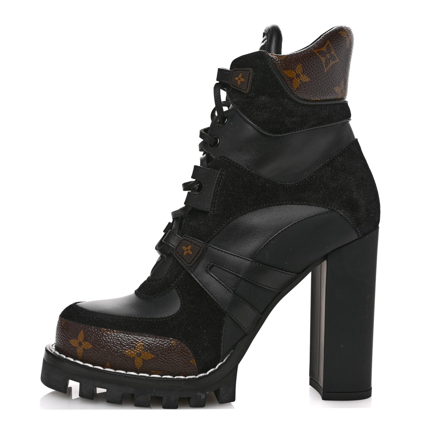 Suede Calfskin Monogram Star Trail Ankle Boots 39 Black