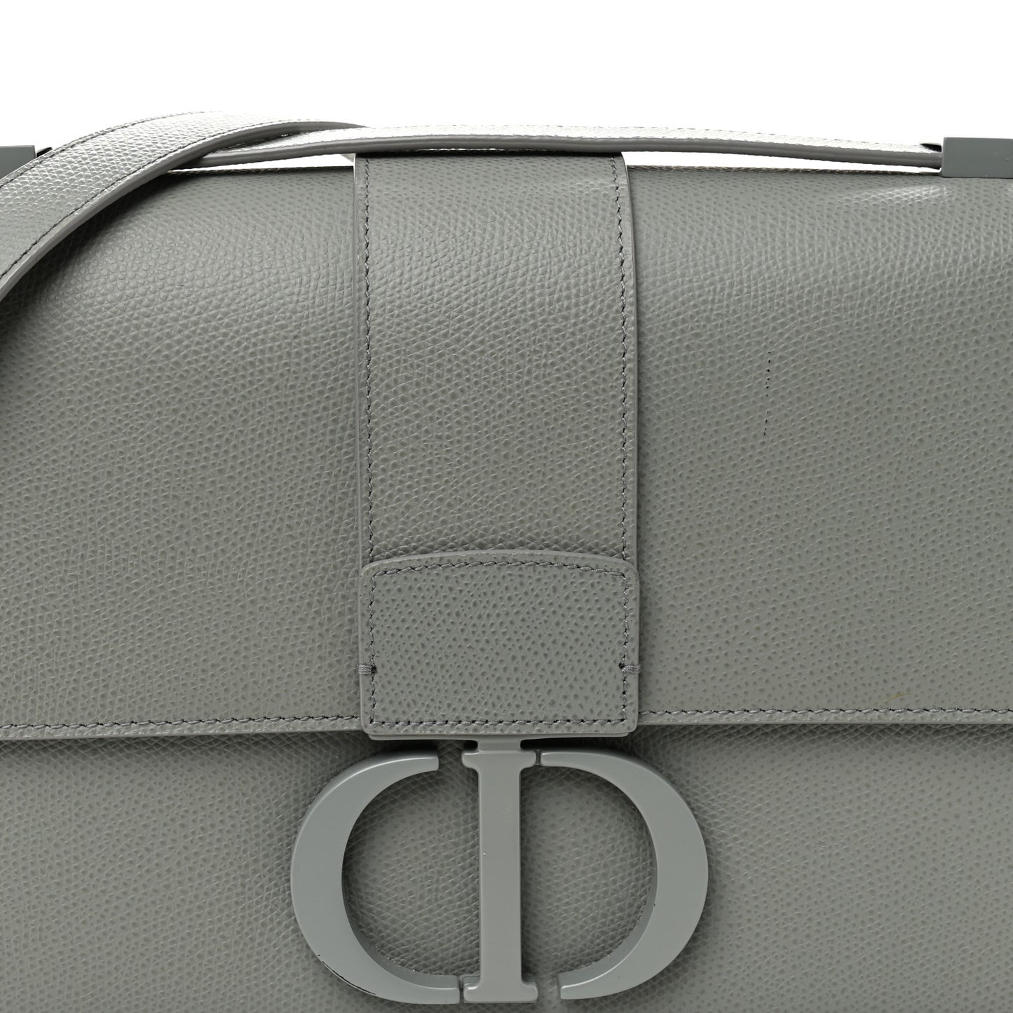 Ultra Matte Grained Calfskin 30 Montaigne Flap Bag Grey