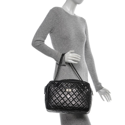 Chanel Metallic Aged Calfskin Quilted Large Reissue Camera Case Black 2 of 7