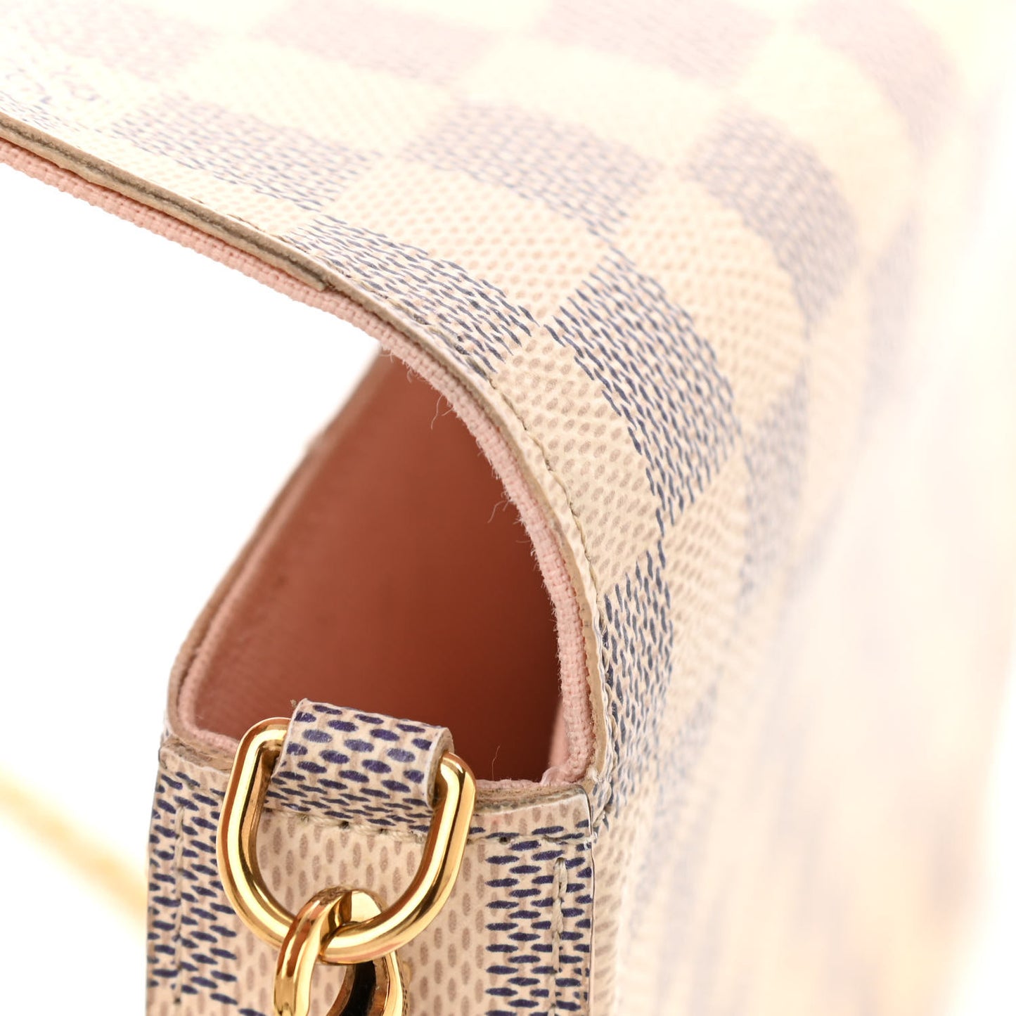 Damier Azur Pochette Felicie Chain Wallet Rose Ballerine