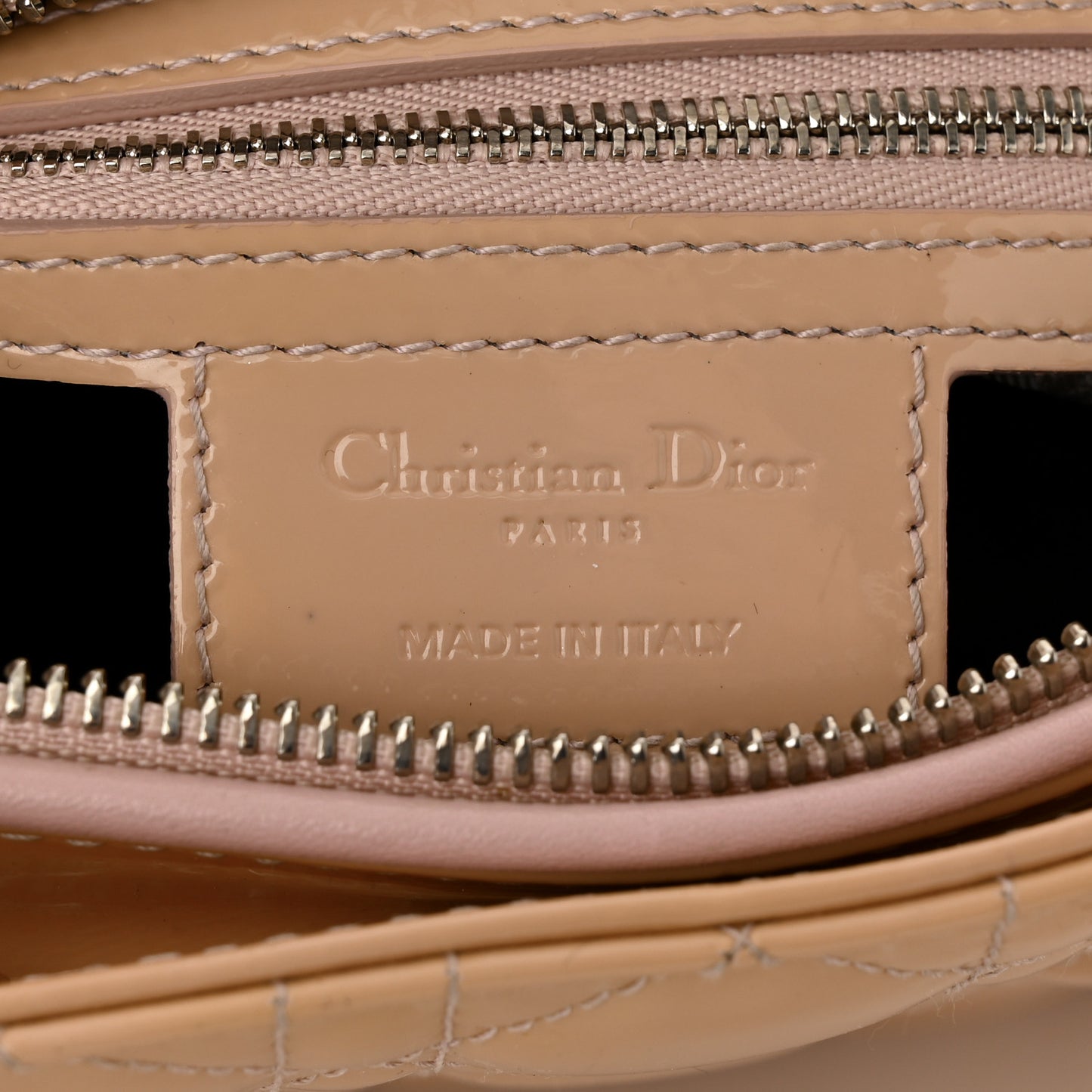 Patent Cannage Large Lady Dior Dark Beige