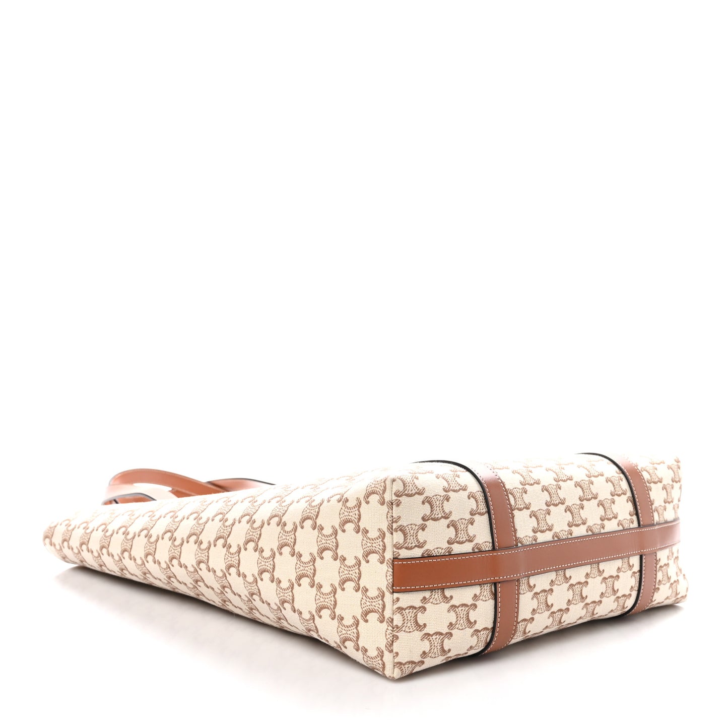 Triomphe Canvas Calfskin Museum Bag White