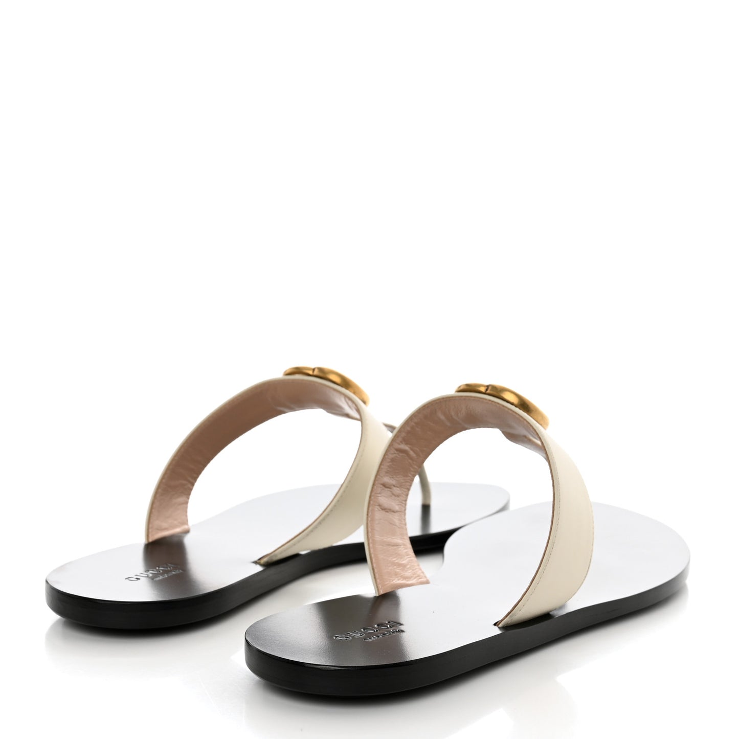 Calfskin GG Marmont Thong Sandals 41 Mystic White
